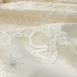 Katoenen stof EMBROIDERY Chenille Manon design En