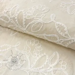 Katoenen stof EMBROIDERY Chenille Manon design B