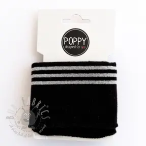 Boordstof CUFFS LUREX 7 cm black silver