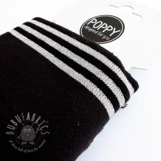 Boordstof CUFFS LUREX 7 cm black silver