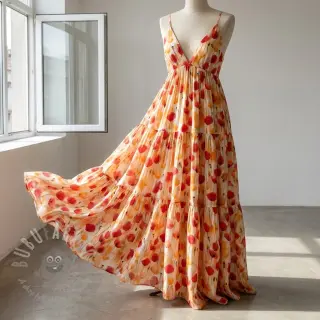 Viscose RAYON POPLIN Poppys design C