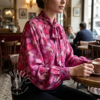 Viscose RAYON POPLIN Flower sea design A