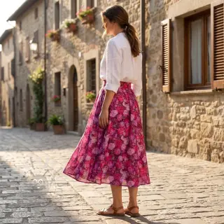Viscose RAYON POPLIN Flower sea design En
