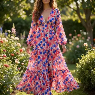 Viscose RAYON POPLIN Poppys design En