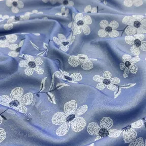 Katoenen stof JEANS Chambre LUXURY JACQUARD Flowers jeans