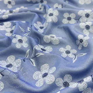 Katoenen stof JEANS Chambre LUXURY JACQUARD Flowers jeans