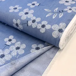 Katoenen stof JEANS Chambre LUXURY JACQUARD Flowers jeans