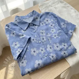 Katoenen stof JEANS Chambre LUXURY JACQUARD Flowers jeans
