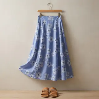 Bavlnená látka JEANS Chambre LUXURY JACQUARD Flowers jeans