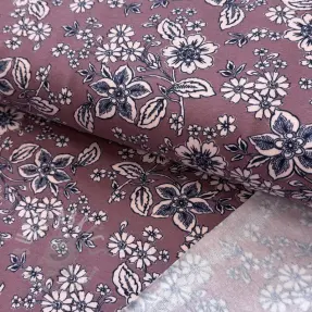 Geruwde sweaterstof SOFT Flowers old blush