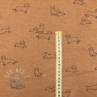 Geruwde sweaterstof Dogs camel melange