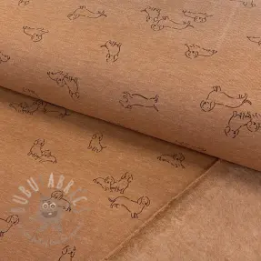 Teplákovina počesaná Dogs camel melange