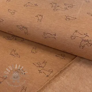 Geruwde sweaterstof Dogs camel melange