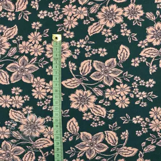 Geruwde sweaterstof SOFT Flowers emerald
