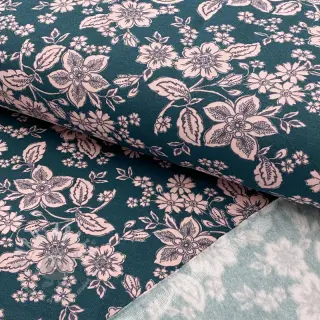 Geruwde sweaterstof SOFT Flowers emerald