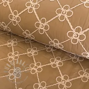 Gewatteerde stof Flower design light brown