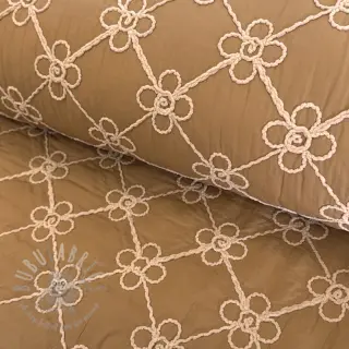 Gewatteerde stof Flower design light brown