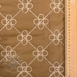Gewatteerde stof Flower design light brown