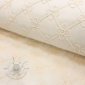 Gewatteerde stof Flower design offwhite