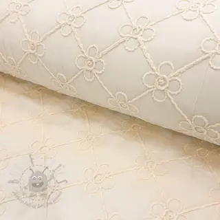 Gewatteerde stof Flower design offwhite