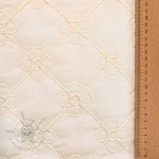 Gewatteerde stof Flower design offwhite