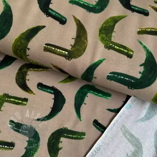 Sweaterstof Crocodile taupe digital print