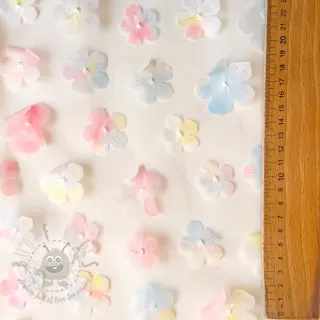 Tule voor TUTU-rok RETRO Flowers light blue