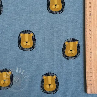 Geruwde sweaterstof Lions smoke blue melange