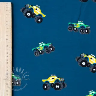 Geruwde sweaterstof SOFT Monstertruck indigo