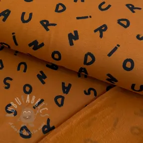 Geruwde sweaterstof SOFT Letters hazel