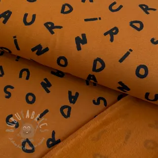 Geruwde sweaterstof SOFT Letters hazel