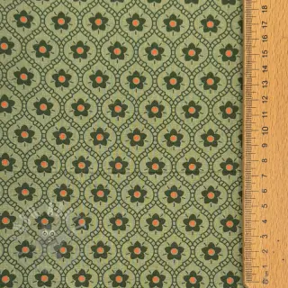 Katoenen stof Flowers moss green