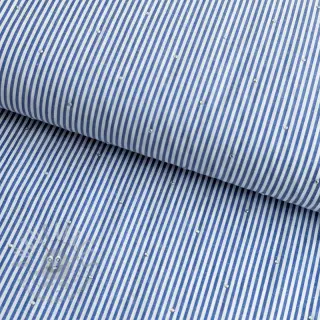 Katoenen stof YARN DYED Stripes with studs blue