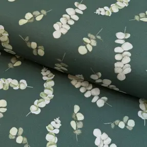 Dekoračná látka Eucalyptus dark green digital pront