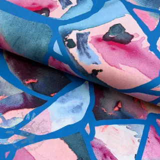 Katoenen stof SATIN Resonate blue digital print