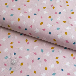Katoenen stof Little birds powder