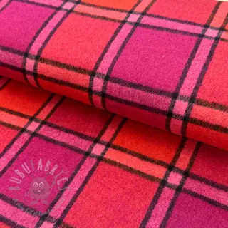 Stof voor kostuum BRUSHED Check cerise