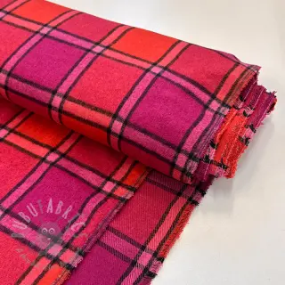 Stof voor kostuum BRUSHED Check cerise