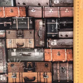 Decoratiestof Suitcases grey digital print