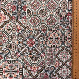 Decoratiestof Mozaic navy digital print