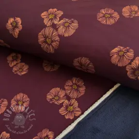 Softshell winter Flowers aubergine digital print