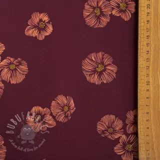 Softshell winter Flowers aubergine digital print