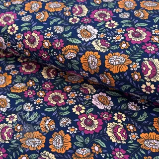 Tricot Flowers tossed navy