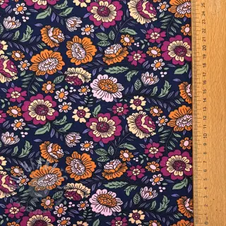 Tricot Flowers tossed navy
