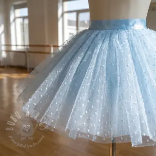 Tule voor TUTU-rok DOTS light blue