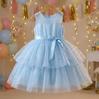 Tyl na TUTU DOTS light blue