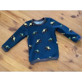 Teplákovina počesaná SOFT Monstertruck indigo