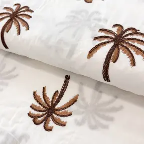 Bavlnená látka VOILE EMBROIDERY Palm brown