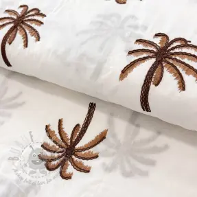 Katoenen stof VOILE EMBROIDERY Palm brown