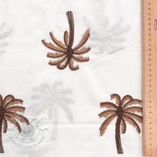 Katoenen stof VOILE EMBROIDERY Palm brown